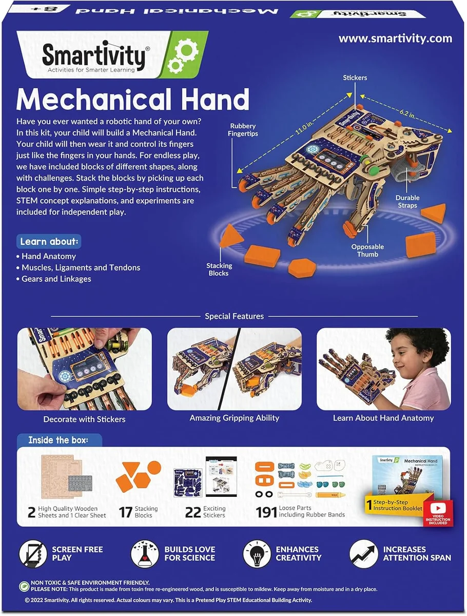 Smartivity DIY Robotic Mechanical Hand STEM Toy for Kids 8-14 Years Old | Parents Choice Award Winner I Birthday Gift for Kids | Engineering Kit for 8, 9, 10, 11, 12, 13, 14 Years Old Boys & Girls image 7