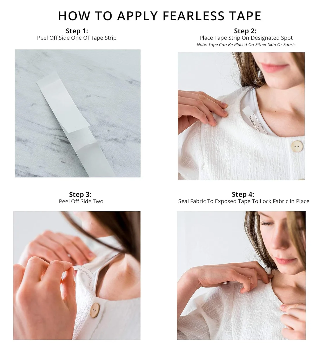 Fearless Tape Double Sided Clothing Body Tape 50 Strips Clear Adhesive New image 17