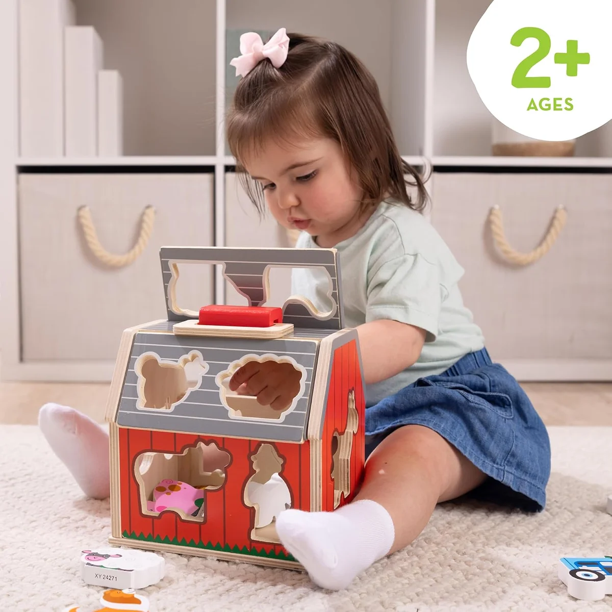 Melissa & Doug Take-Along Wooden Toy Barn Model 30149 11-Pc Set with Farm Animals Wood New image 2