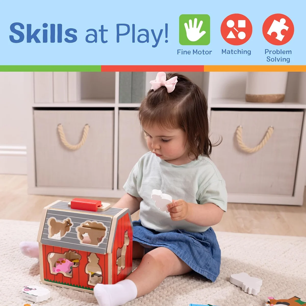 Melissa & Doug Take-Along Wooden Toy Barn Model 30149 11-Pc Set with Farm Animals Wood New image 4