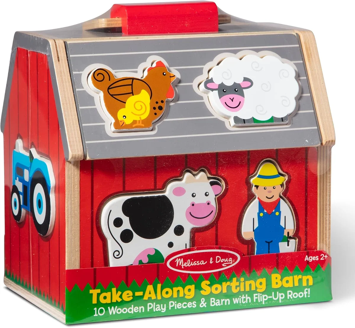 Melissa & Doug Take-Along Wooden Toy Barn Model 30149 11-Pc Set with Farm Animals Wood New image 7