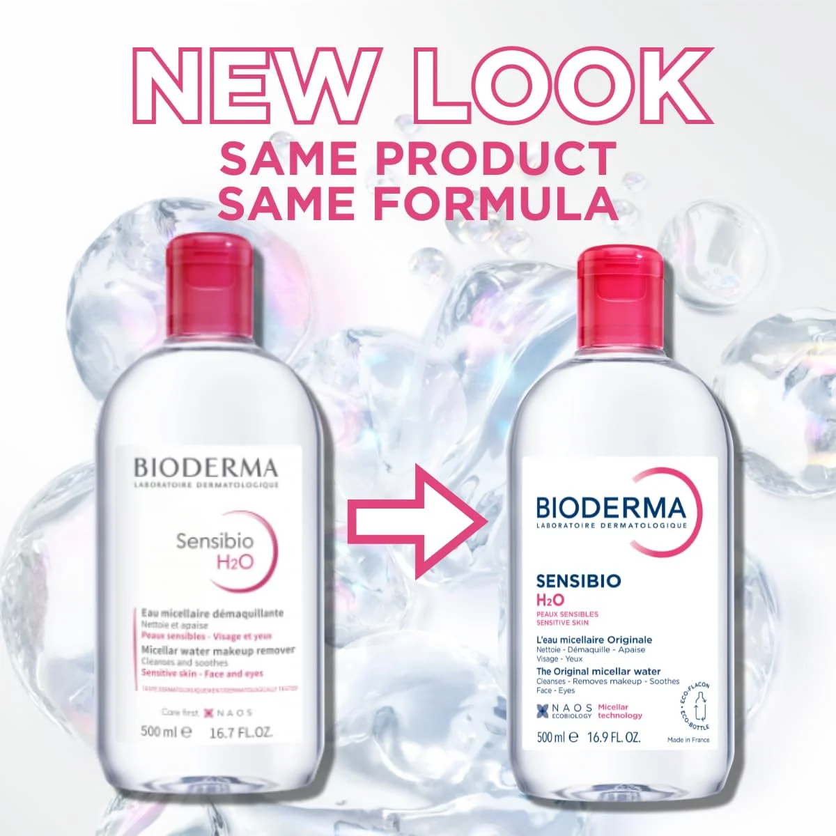 Bioderma Sensibio H2O Micellar Water Makeup Remover Cleanser 500ml Fragrance-Free New image 2