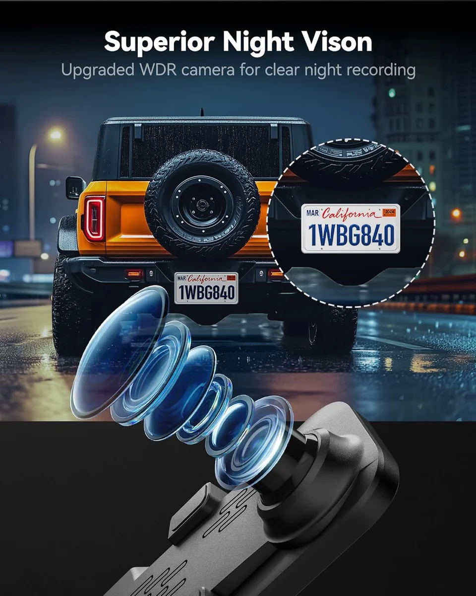 WOLFBOX G840S 12" 4K Mirror Dash Cam Backup Camera 5.8GHz WiFi Black New image 3