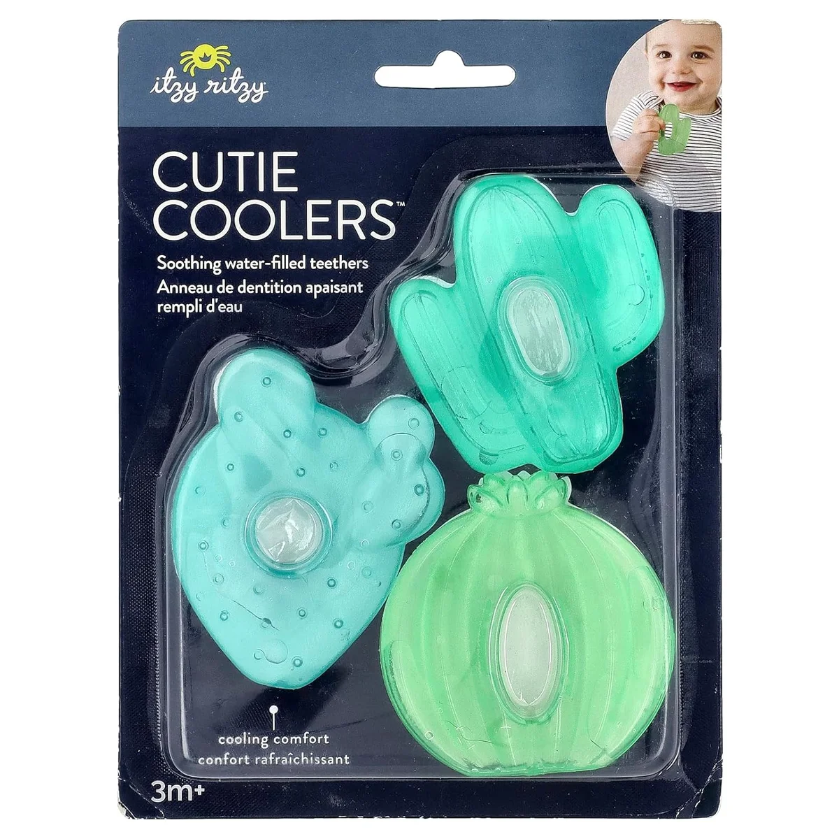 Itzy Ritzy Water-Filled Teethers Cold Cutie Coolers WRT8320 Textured Both Sides Green Cactus New