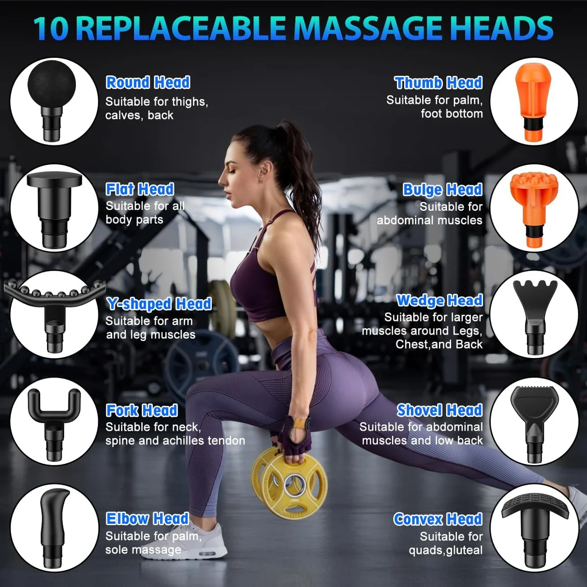 TOLOCO Massage Gun Deep Tissue EM26 10 Massage Heads Silent Motor Black New image 5