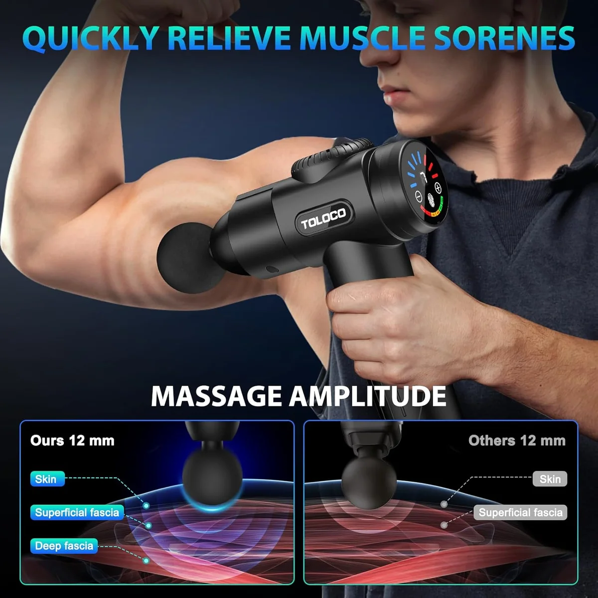 TOLOCO Massage Gun Deep Tissue EM26 10 Massage Heads Silent Motor Black New image 6