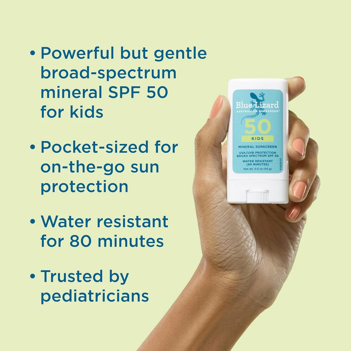 BLUE LIZARD Kids Mineral Sunscreen Stick SPF 50 Zinc Oxide F12059 Stick - New image 2