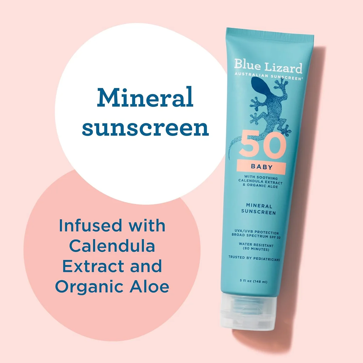 Blue Lizard BABY Mineral Sunscreen with Zinc Oxide, SPF 50+, Water Resistant, UVA/UVB Protection with Smart Cap Technology - Fragrance Free, 5 oz. Tube image 4
