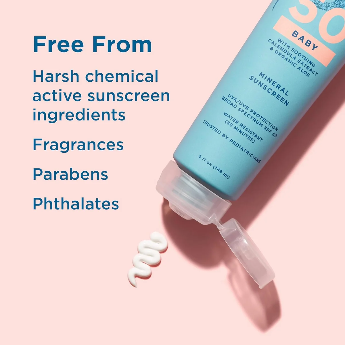 Blue Lizard BABY Mineral Sunscreen with Zinc Oxide, SPF 50+, Water Resistant, UVA/UVB Protection with Smart Cap Technology - Fragrance Free, 5 oz. Tube image 6