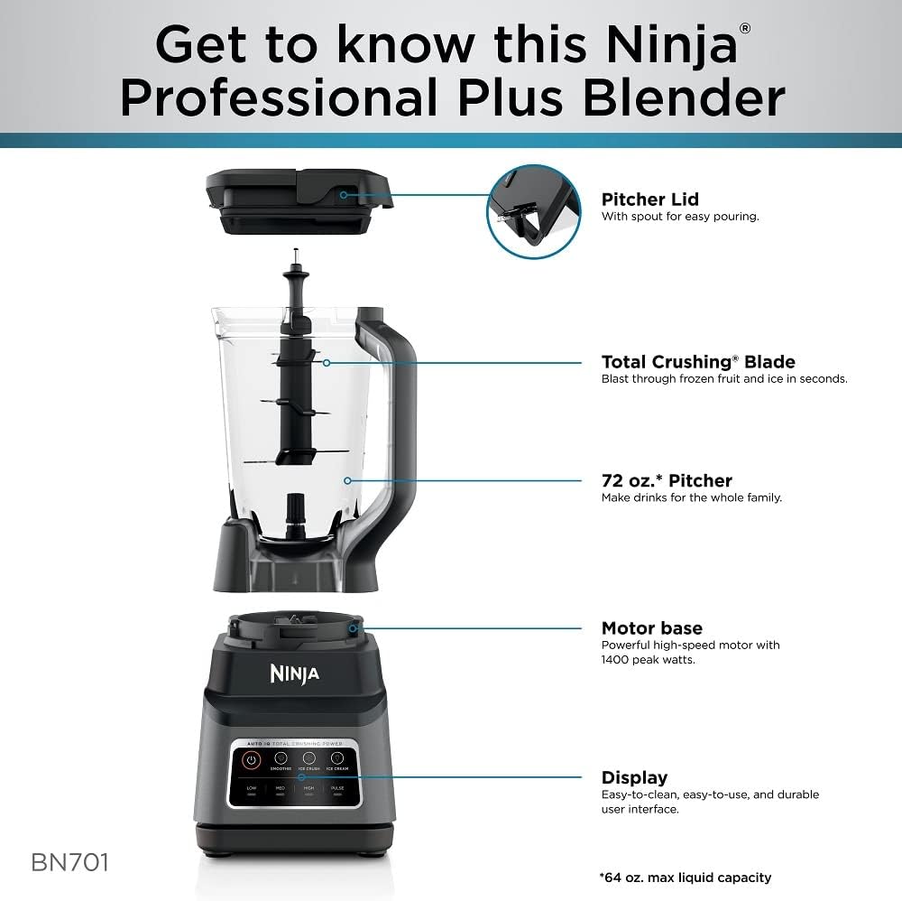 Ninja Professional Plus Blender BN701 1400W 72oz Total Crushing Pitcher Dark Grey New image 10
