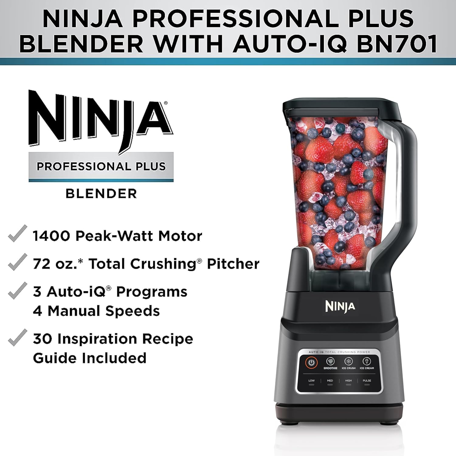 Ninja Professional Plus Blender BN701 1400W 72oz Total Crushing Pitcher Dark Grey New image 6