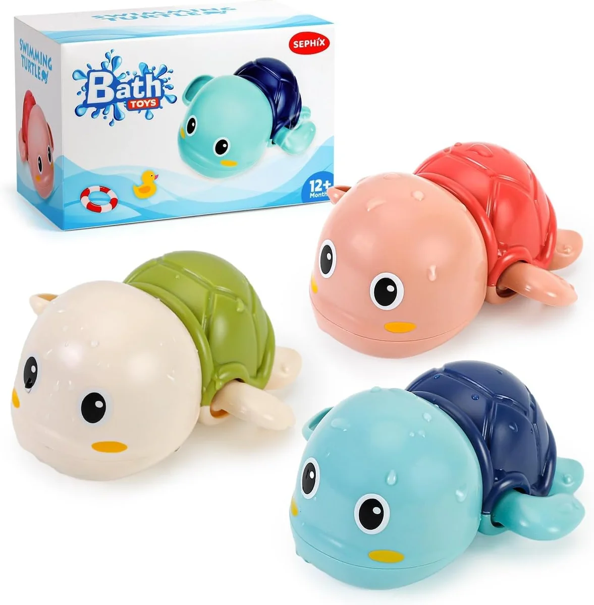 SEPHIX Bath Toys Swimming Turtle 3-Pack Model A1 Multi-colored New