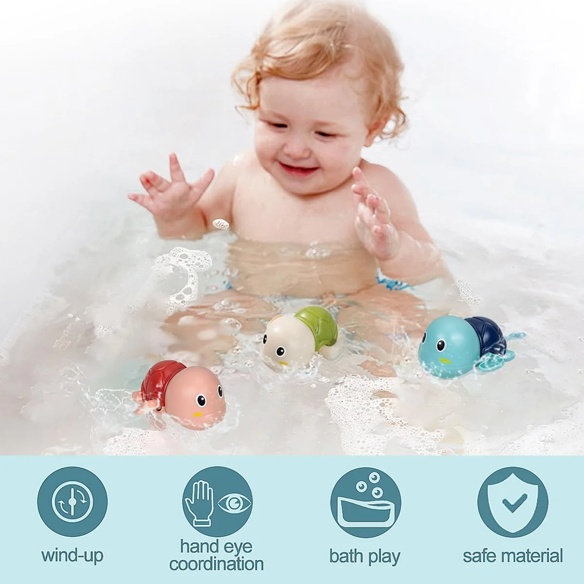 SEPHIX Bath Toys Swimming Turtle 3-Pack Model A1 Multi-colored New image 2