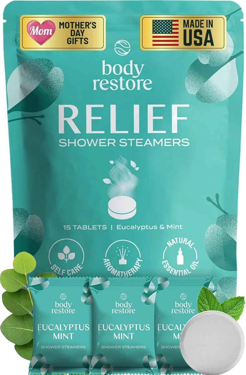 Body Restore Shower Steamers Aromatherapy 15 PC Eucalyptus Tablets - New