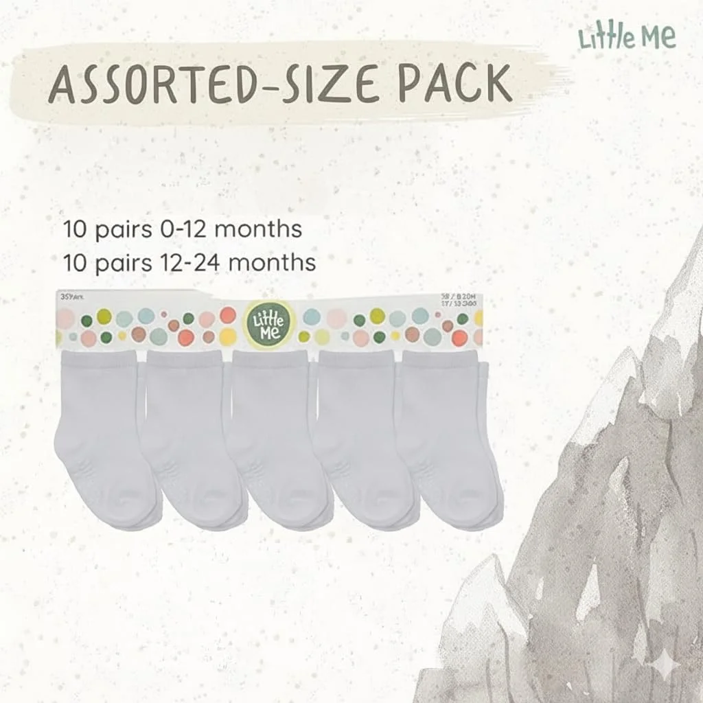 Little Me 20-Pack Newborn Baby Socks 0-24 Months Cotton White New image 6