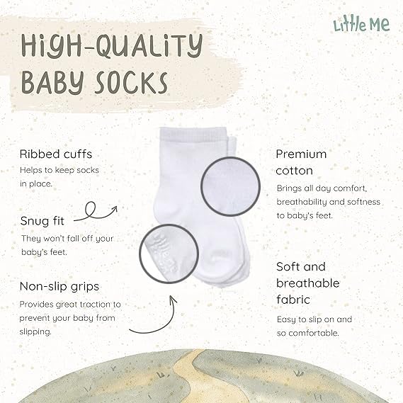 Little Me 20-Pack Newborn Baby Socks 0-24 Months Cotton White New image 7