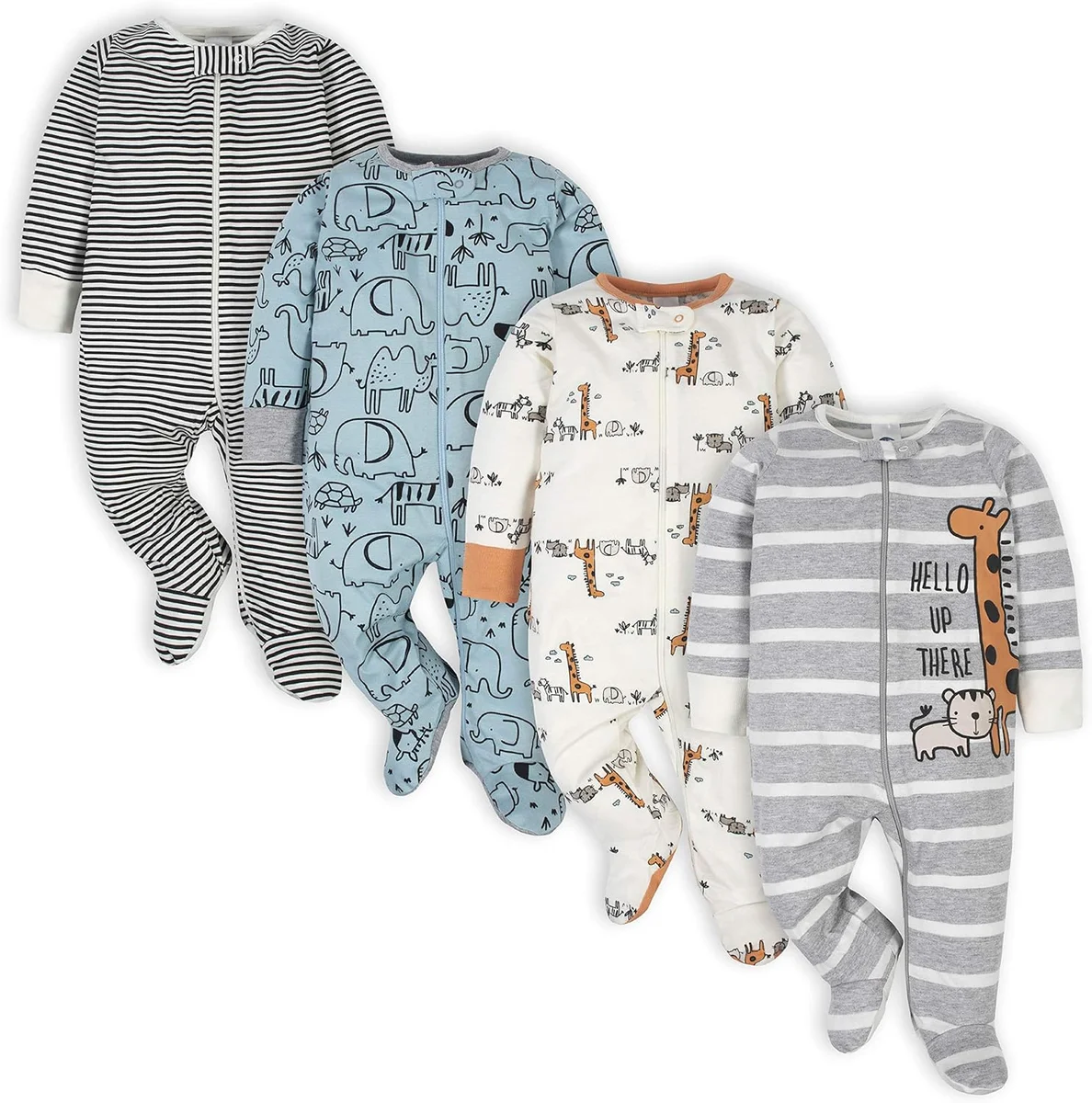 Gerber 4 Pack Sleep 'N Play Footie Cotton Jungle New