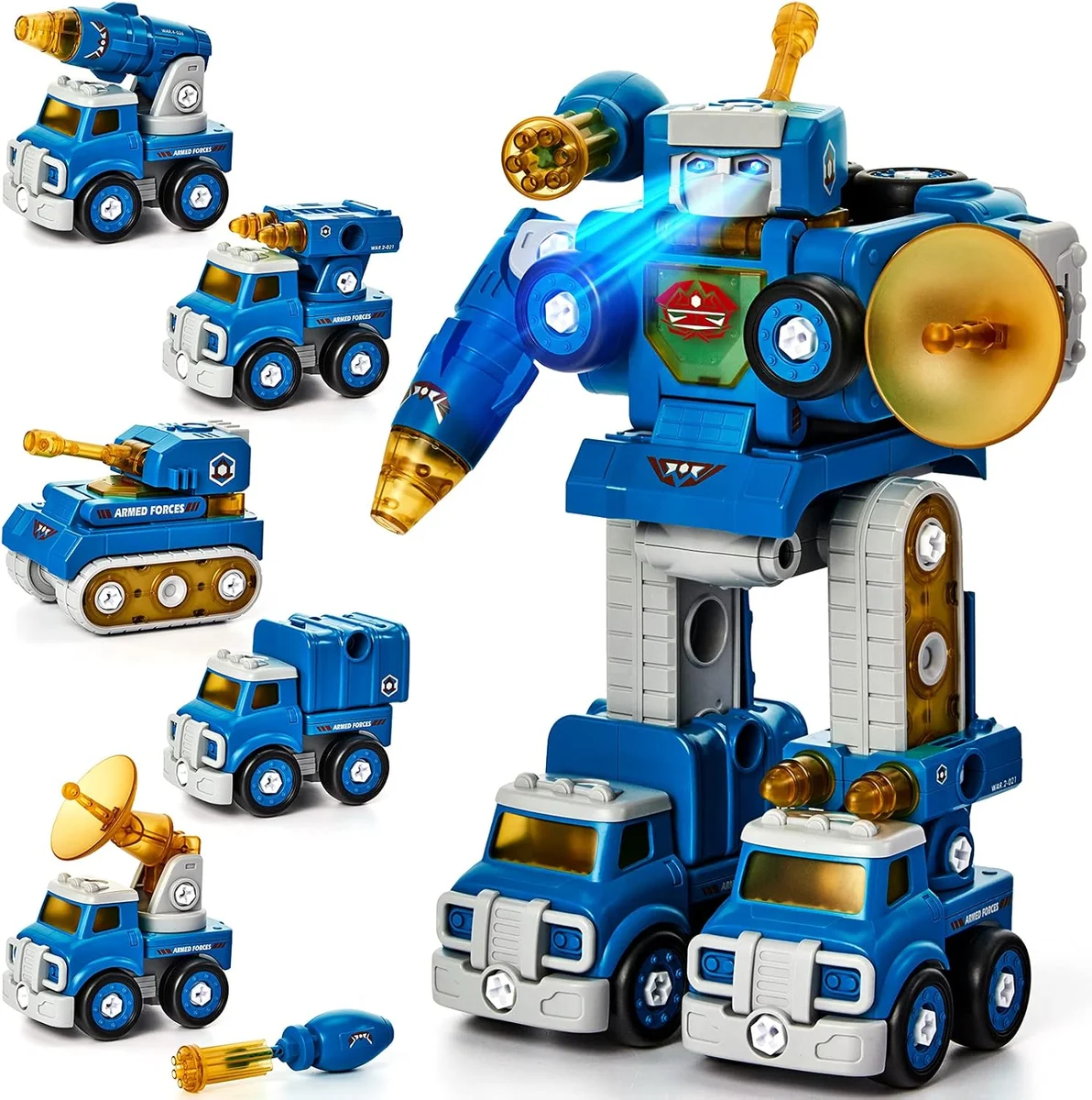 hahaland 5-in-1 Building Take Apart Trucks Transform to Robot Large A - New