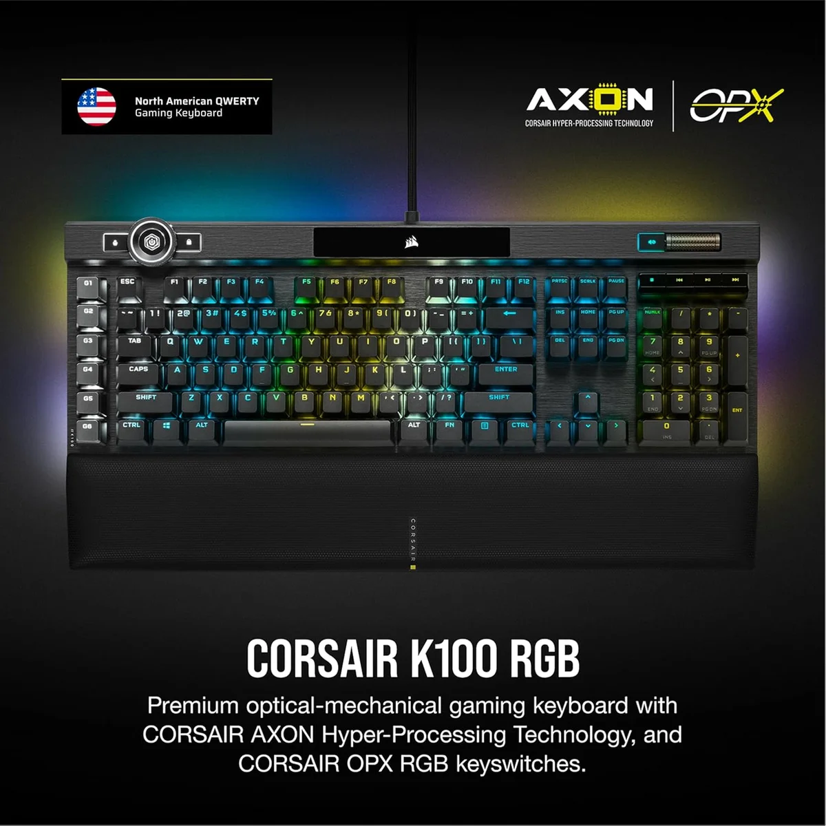 Corsair K100 RGB Optical-Mechanical Gaming Keyboard OPX Switches Black New image 2