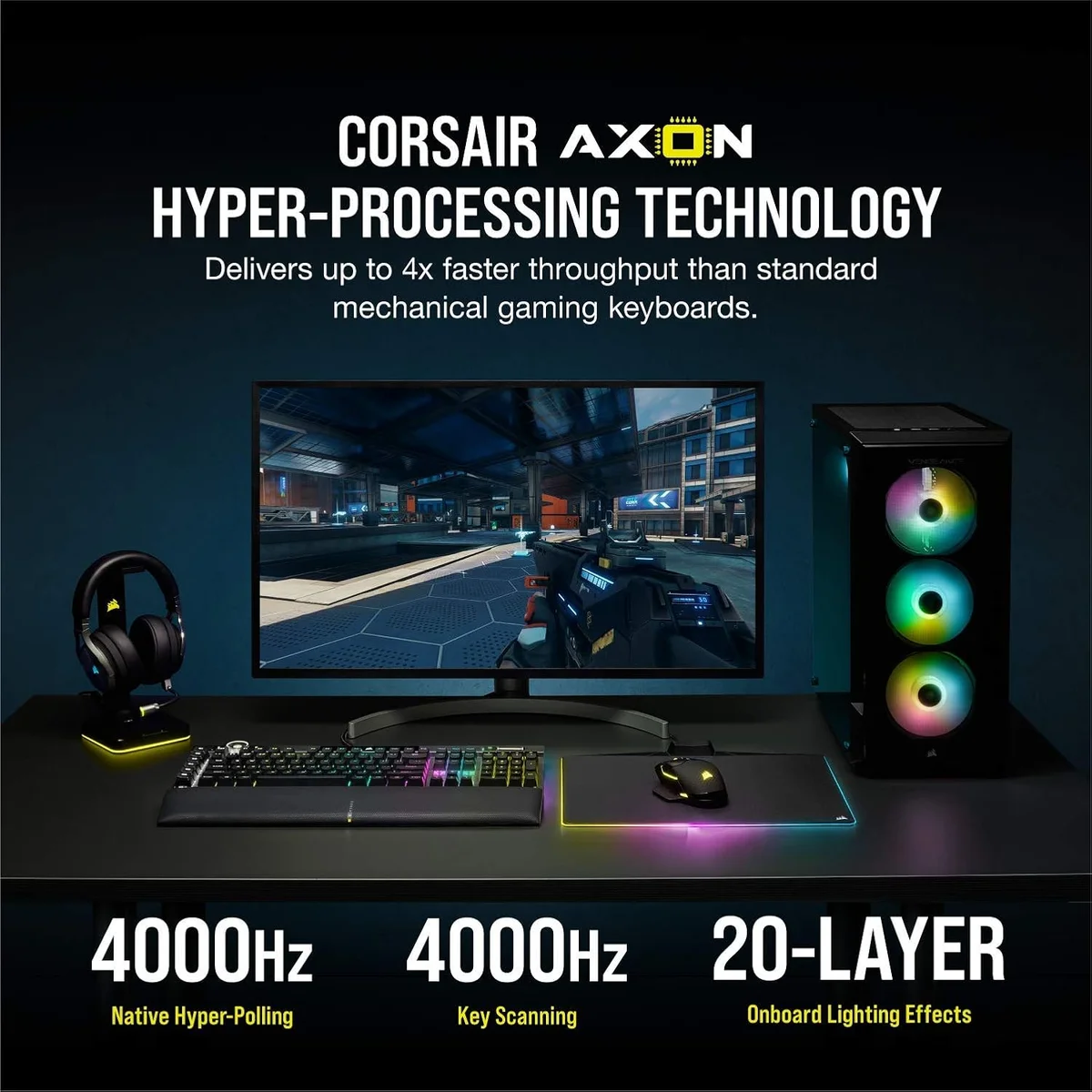 Corsair K100 RGB Optical-Mechanical Gaming Keyboard OPX Switches Black New image 3