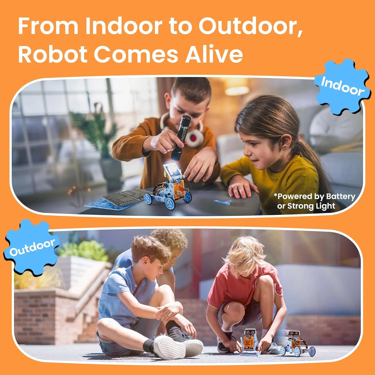 Sillbird Solar Building Robot Kit CA-R215E 12-in-1 Solar/Battery Powered 196 Pieces Orange New image 4