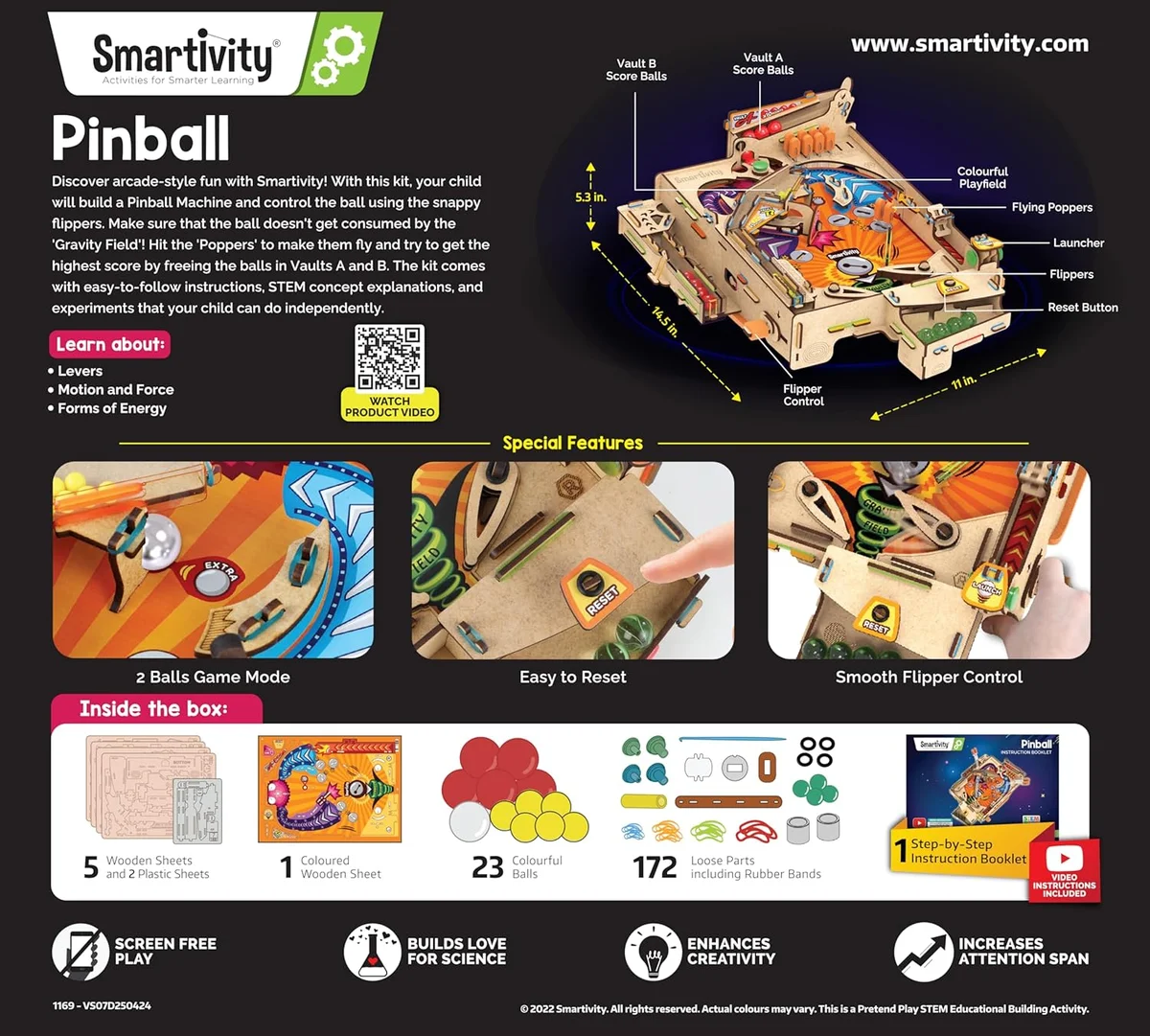 Smartivity DIY Pinball Machine SMRT1169 | STEM Toy for Kids 8-14 Years Old | Multicolored | New image 8