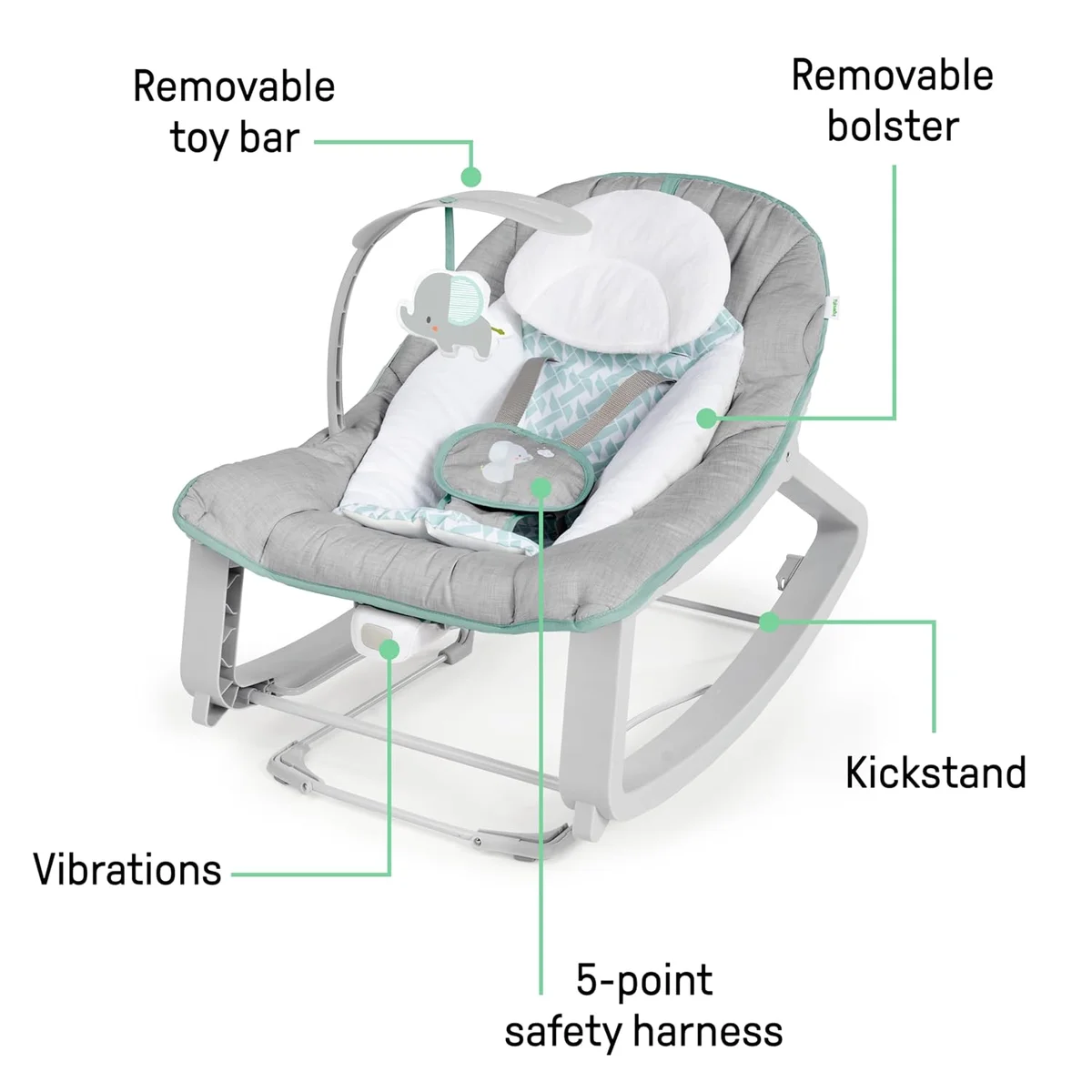 Ingenuity Keep Cozy 3-in-1 Vibrating Baby Bouncer 12428 - For Infants to Toddlers Up to 40 lbs Weaver - New image 9