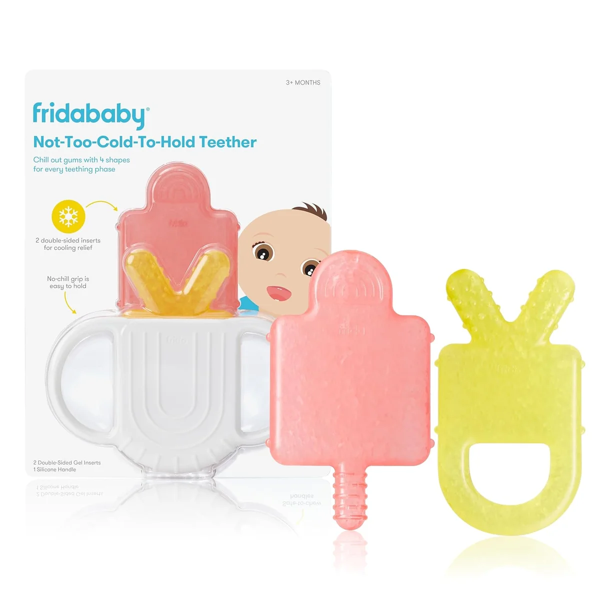 Frida Baby Silicone Teething Toys 106 4-in-1 Teether BPA-Free White, Yellow New