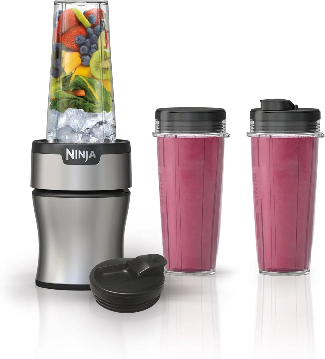 Ninja Nutri-Plus Personal Blender BN301 900 Peak Watt Compact Silver New