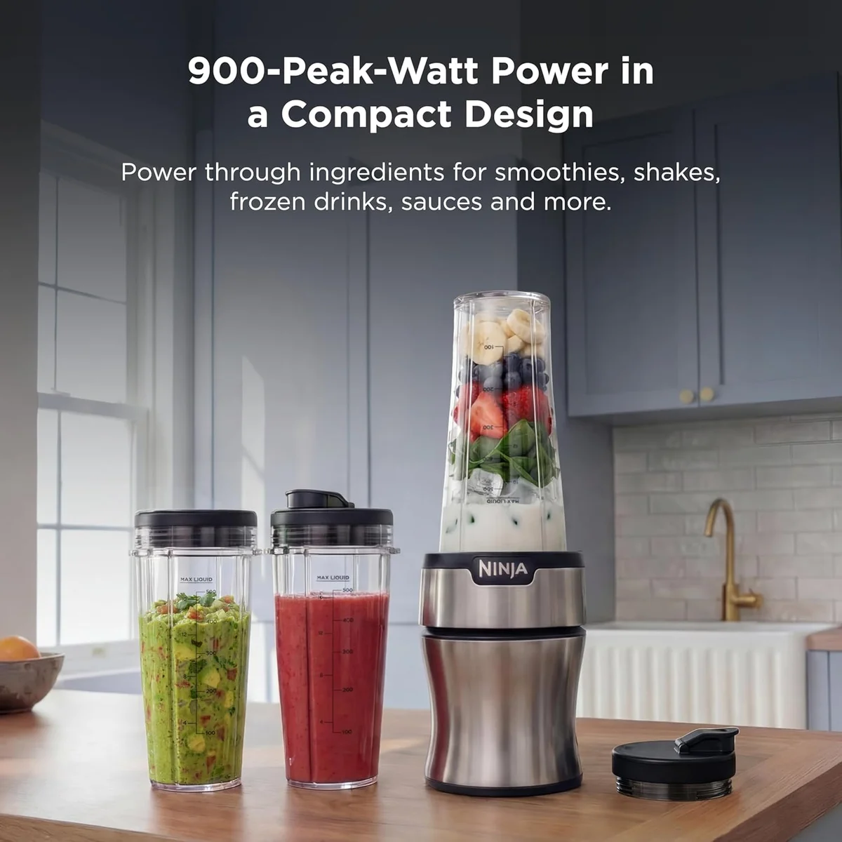 Ninja Nutri-Plus Personal Blender BN301 900 Peak Watt Compact Silver New image 2
