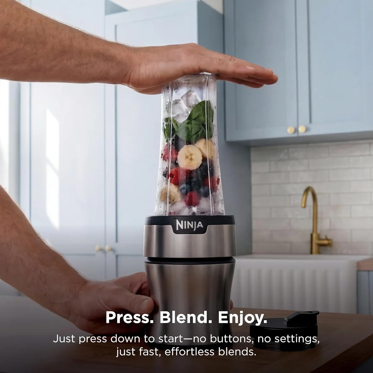 Ninja Nutri-Plus Personal Blender BN301 900 Peak Watt Compact Silver New image 3