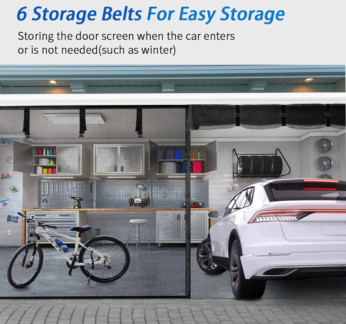 FEGO Garage Door Screen 16x7FT, Magnetic Screen Door with Retractable Fiberglass Mesh and Heavy Duty Weighted Bottom, Easy Assembly&Pass, Hands Free w/ 40 Magnets for 2 Car Garage/Patio/Small Shop image 6