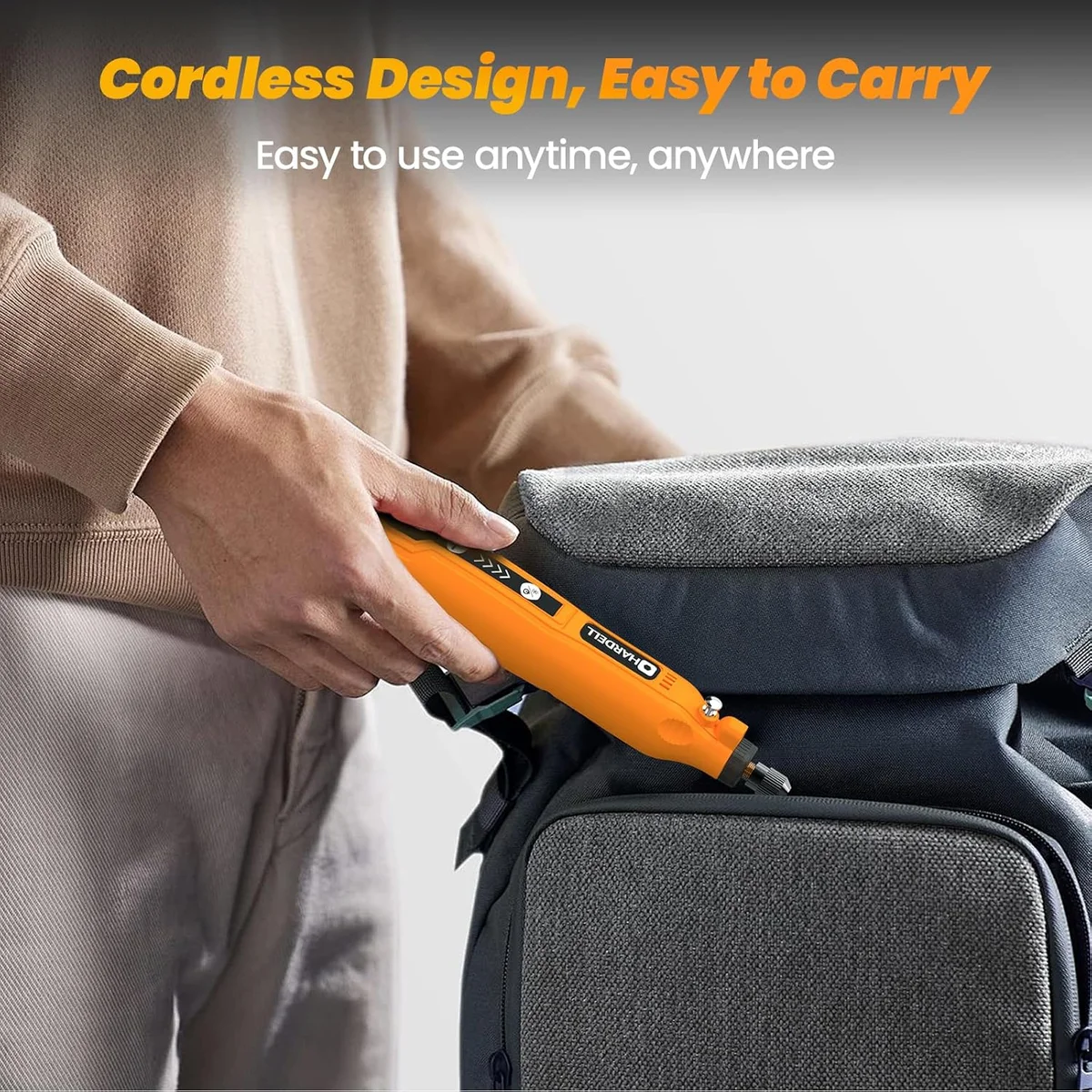 HARDELL Mini Cordless Rotary Tool DM12405ORANGEH-1-es 5-Speed USB Charging 3.7V - New image 6