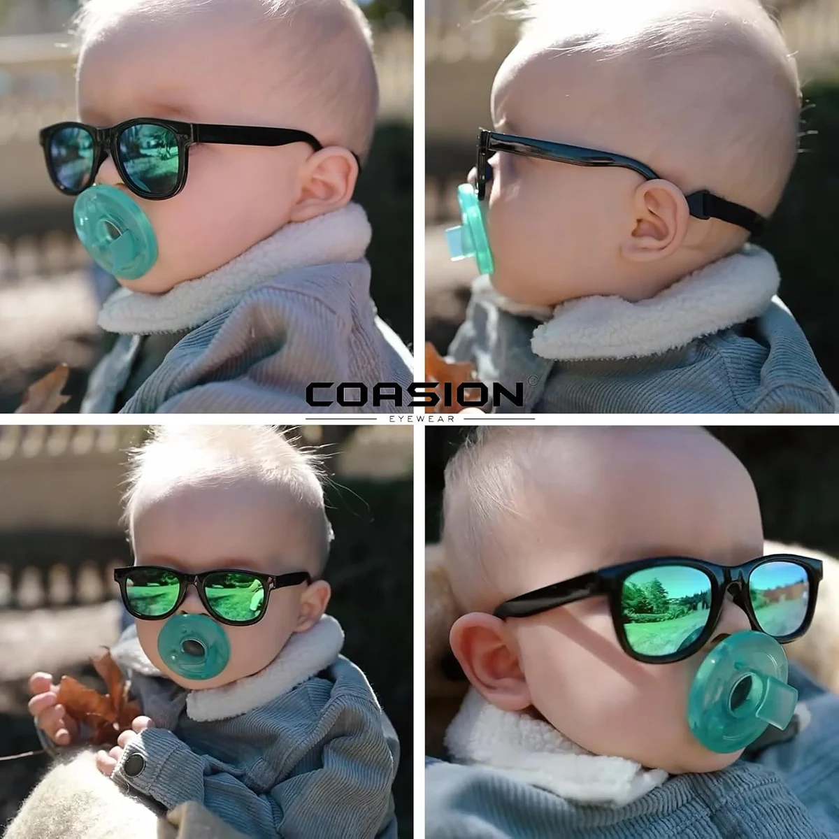 COASION Bendable Flexible Polarized Baby Sunglasses CA8042 UV Protection Green New image 3