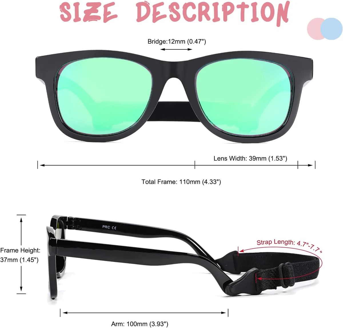 COASION Bendable Flexible Polarized Baby Sunglasses CA8042 UV Protection Green New image 5