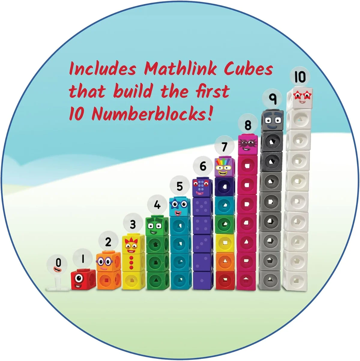 hand2mind MathLink Cubes Numberblocks 1-10 Activity Set 100 Counting Blocks Multicolored New image 2
