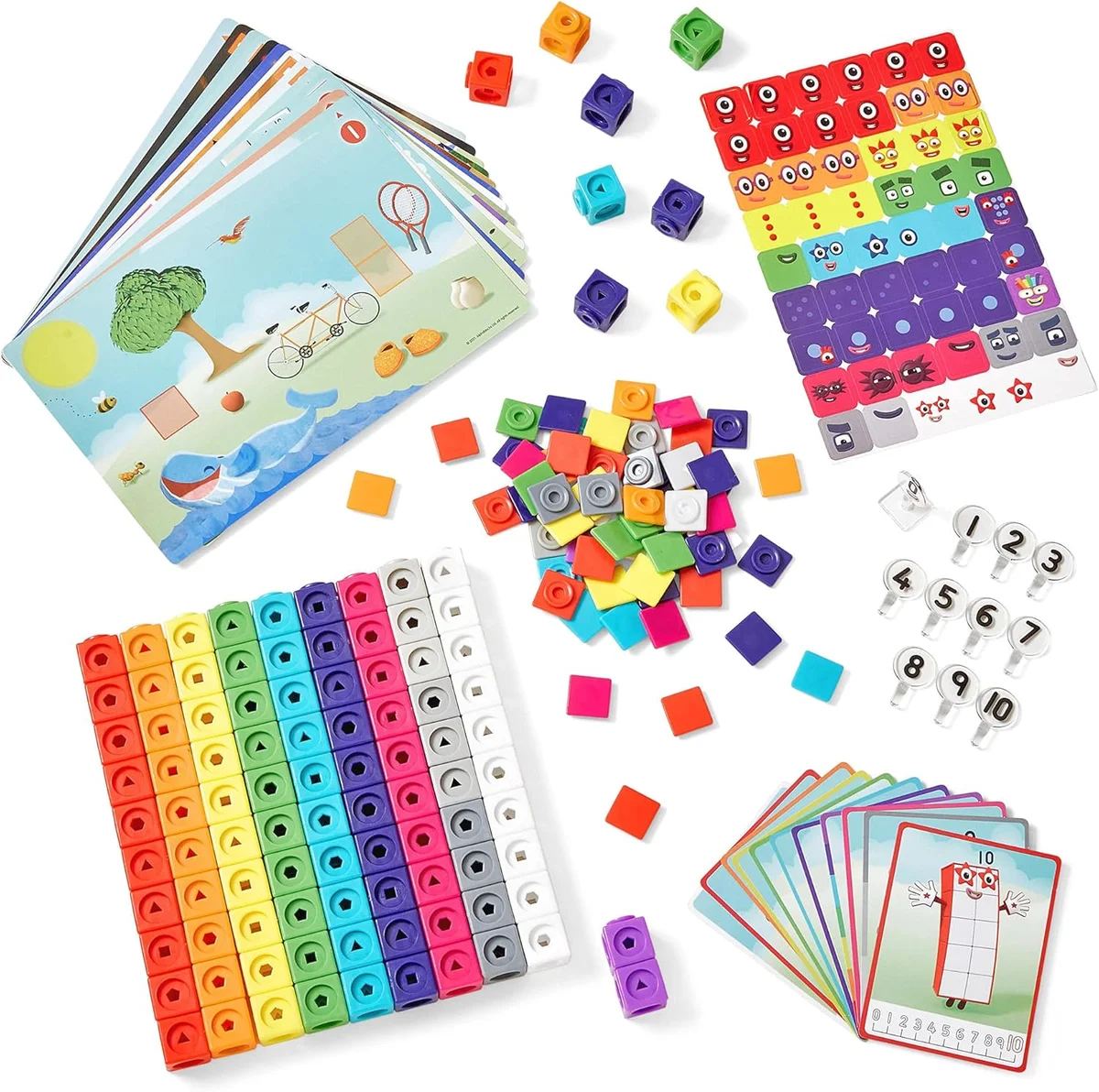 hand2mind MathLink Cubes Numberblocks 1-10 Activity Set 100 Counting Blocks Multicolored New image 5