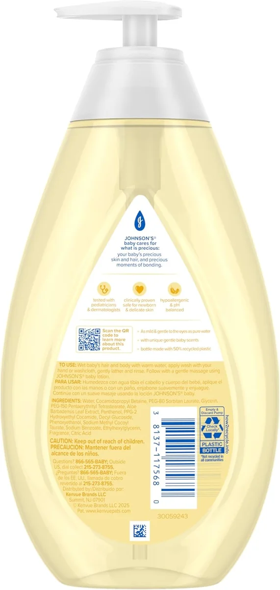 Johnson's Baby Head-To-Toe Baby Wash & Shampoo 4341485092 2-in-1 Aloe & Vitamin B5 27.1 fl oz New image 7