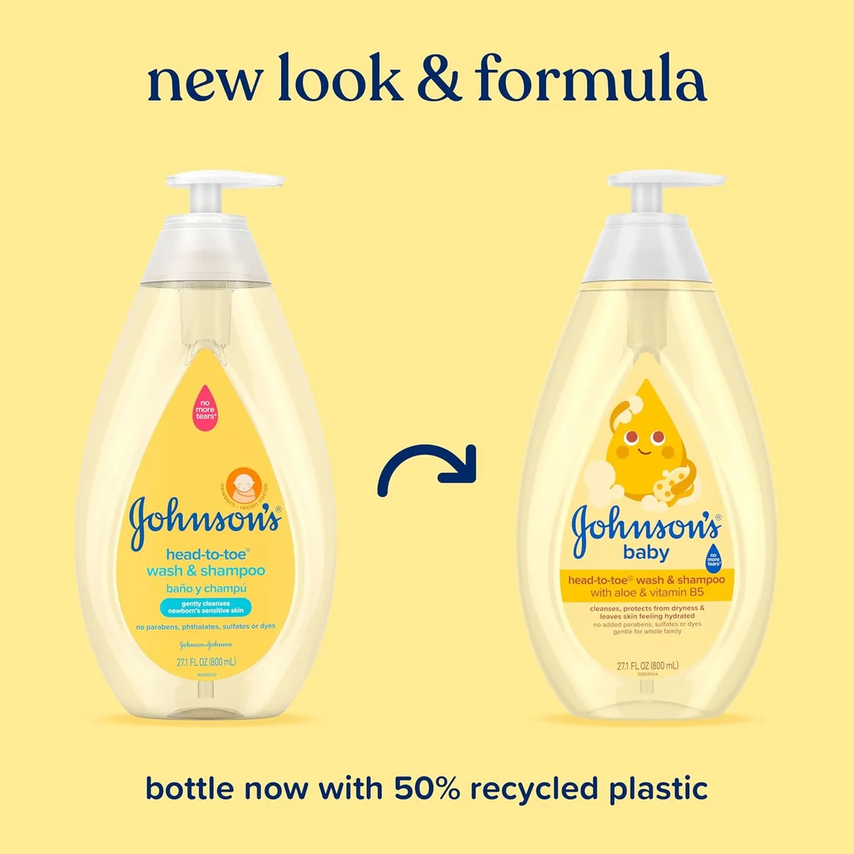 Johnson's Baby Head-To-Toe Baby Wash & Shampoo 4341485092 2-in-1 Aloe & Vitamin B5 27.1 fl oz New image 2