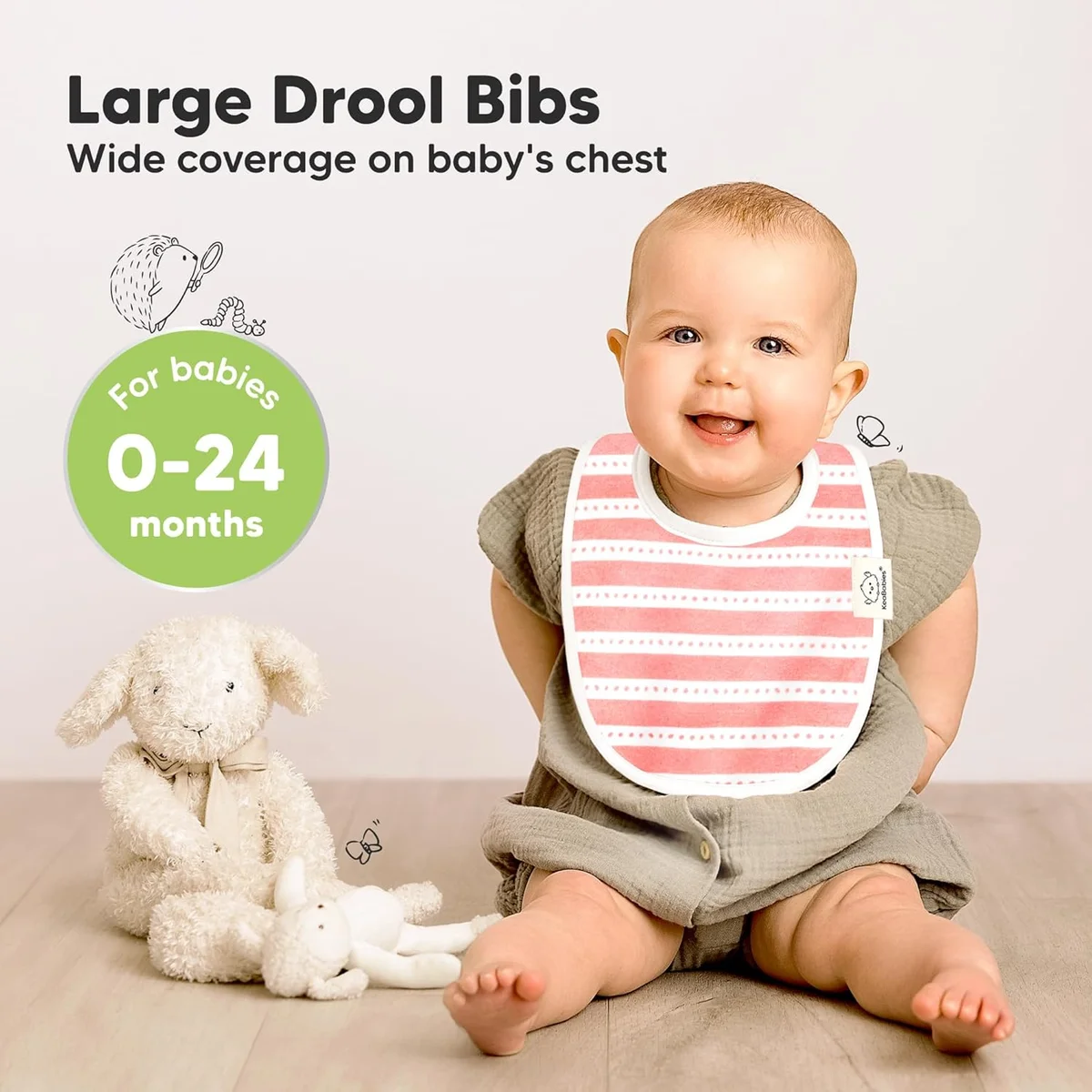 KeaBabies Organic Baby Bibs 8-Pack Adjustable Cotton Teething Drooling Bibs for Boys & Girls Sweet Charm New image 2