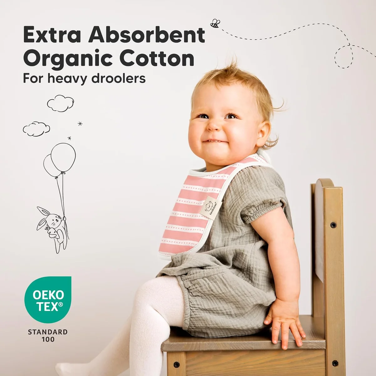 KeaBabies Organic Baby Bibs 8-Pack Adjustable Cotton Teething Drooling Bibs for Boys & Girls Sweet Charm New image 5