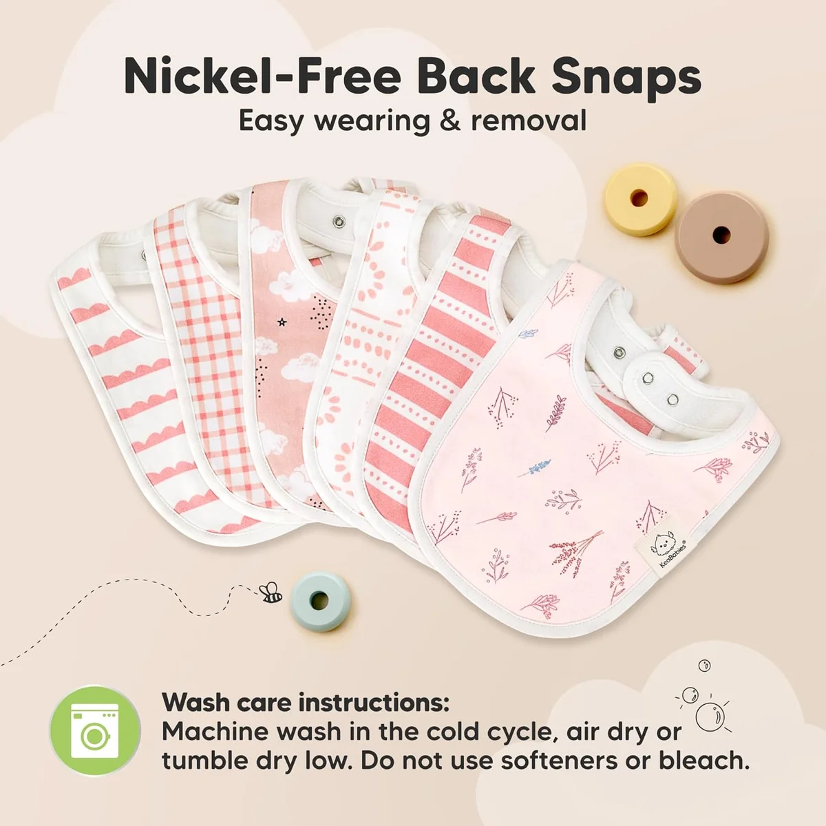 KeaBabies Organic Baby Bibs 8-Pack Adjustable Cotton Teething Drooling Bibs for Boys & Girls Sweet Charm New image 9
