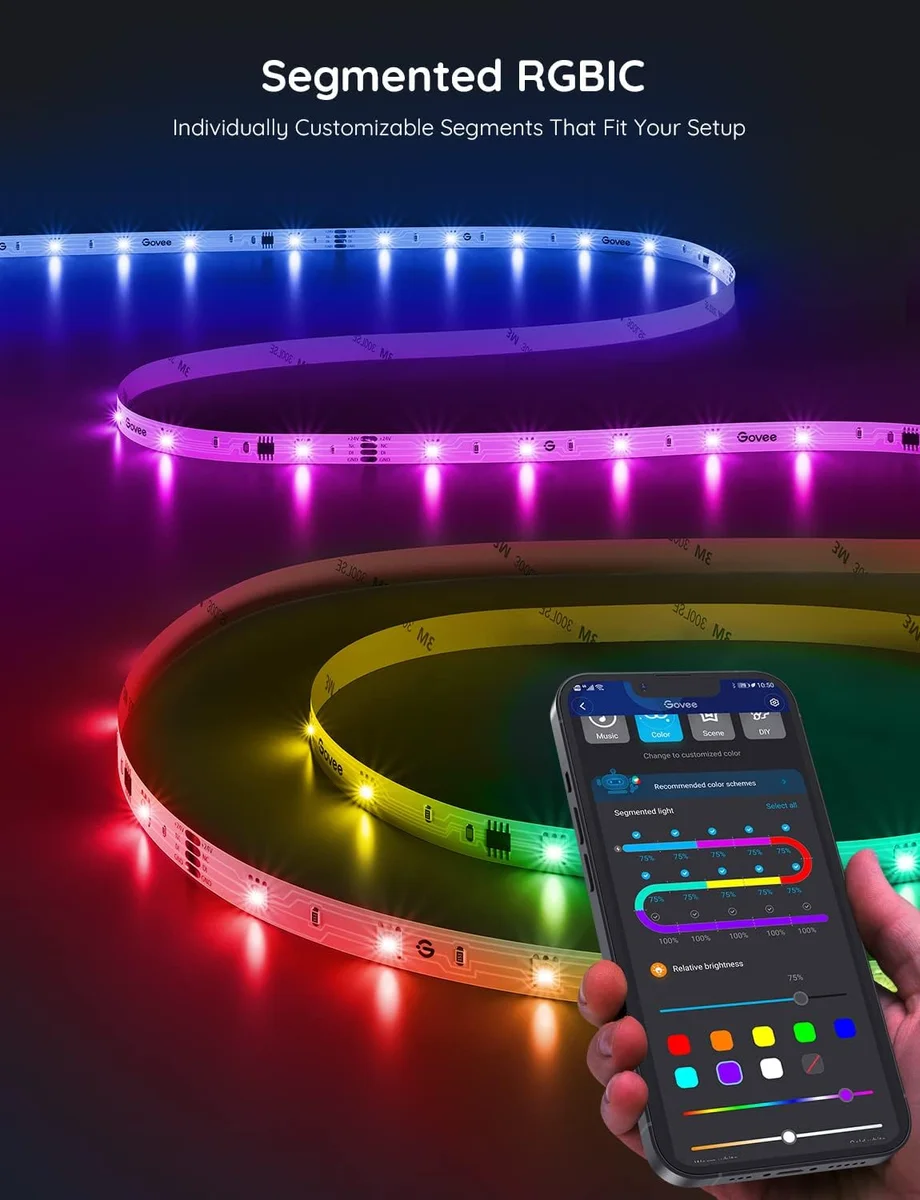 Govee RGBIC LED Strip Lights H617A [Smart APP Control, Music Sync, 16.4ft] RGBIC（Multiple Colors on One Line） New image 6