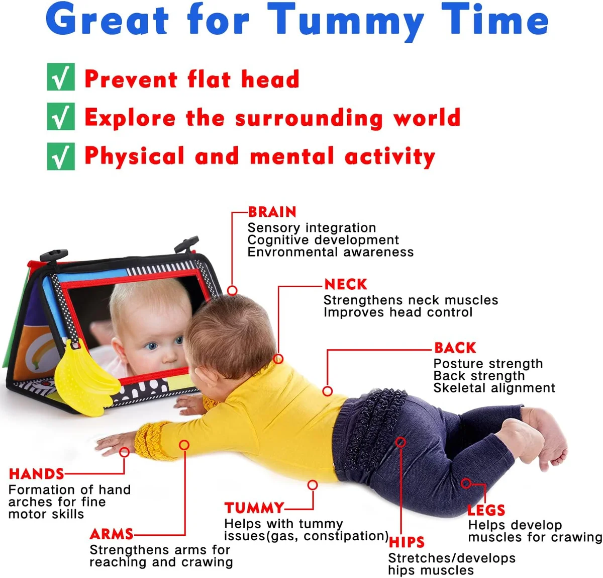 Thremhoo Tummy Time Baby Mirror Infant Toys Model Small - Multicolored - New image 2