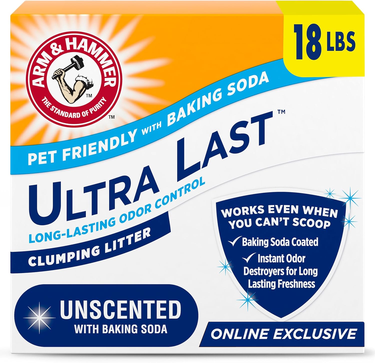 Arm & Hammer Ultra Last Clumping Cat Litter 18 Lbs Unscented MultiCat - New
