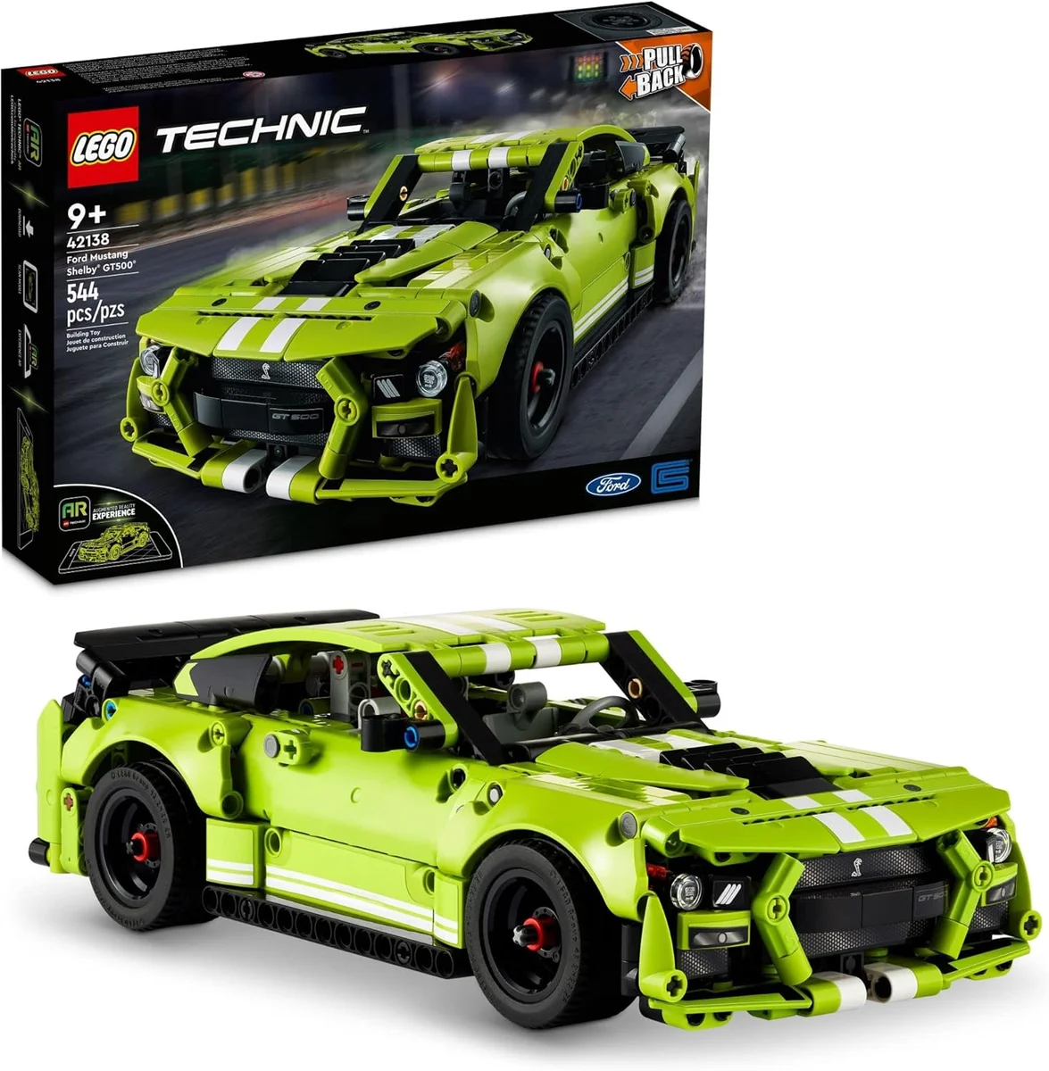 LEGO Ford Mustang Shelby GT500 Toy Car 42138 Pull Back with AR App Multicolor New