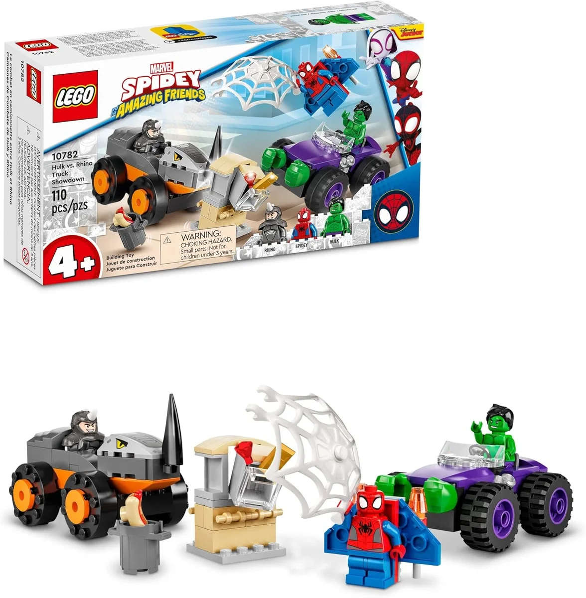 LEGO Marvel Hulk vs. Rhino Monster Truck Showdown 10782 Ages 4+ Multicolor New