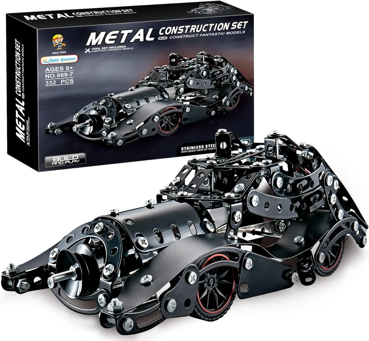 LILCRUIBAO Erector Set Batman Model Car Building Kit 332 Pcs Metal STEM Educational Toy New image 2