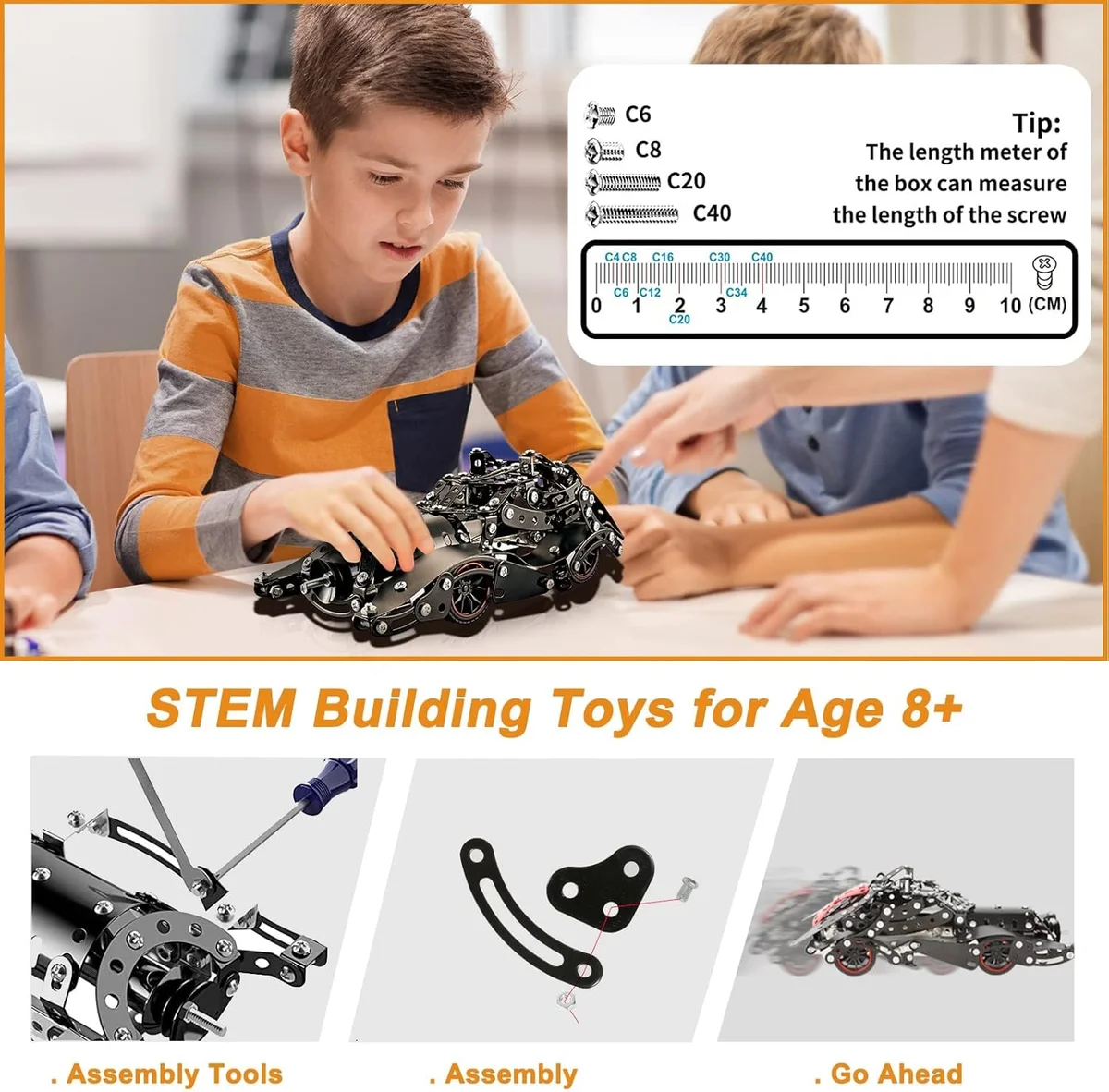 LILCRUIBAO Erector Set Batman Model Car Building Kit 332 Pcs Metal STEM Educational Toy New image 3