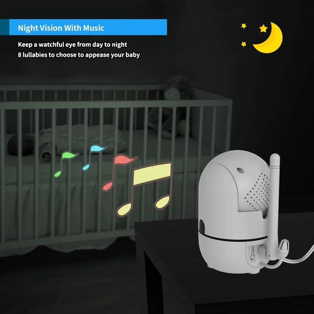 HelloBaby No WiFi Baby Monitor HB6550 5" Screen 30-Hour Battery Pan-Tilt-Zoom - New image 4